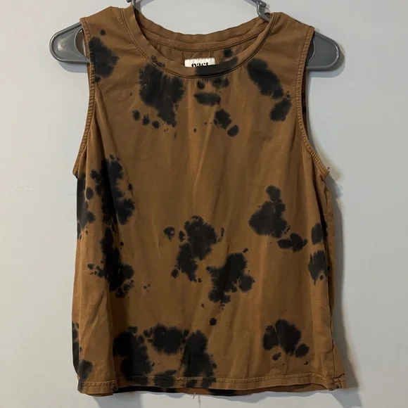 Pact 100% cotton Brown‎ and Black Tie-Dye Muscle Tee - Picture 2 of 5